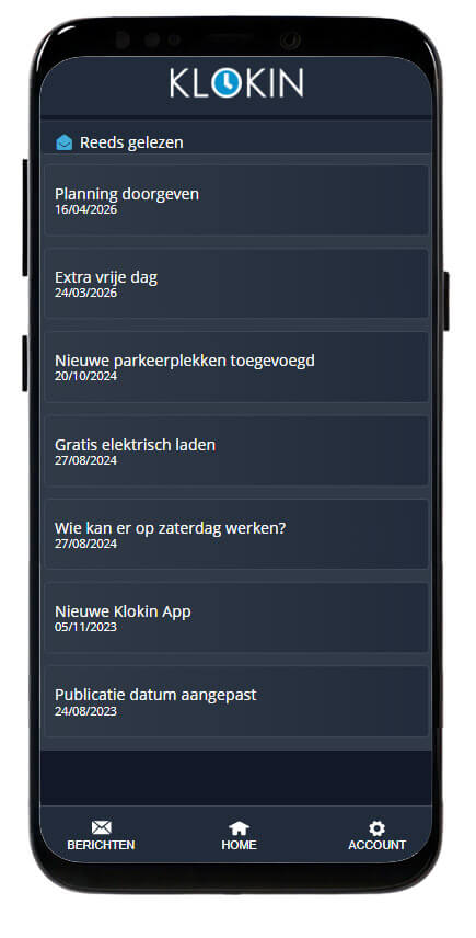 Berichten sturen naar medewerkers via de Klokin App