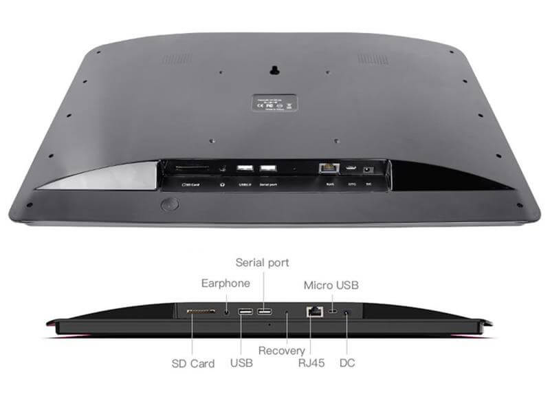 Aansluitingen van de Klokin Terminal Pro met LAN en PoE